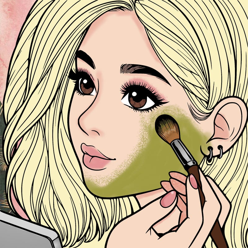 a realistic girl doing her makeup