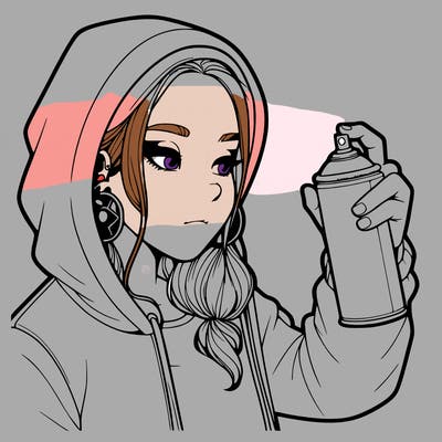 a realistic girl, spray painting