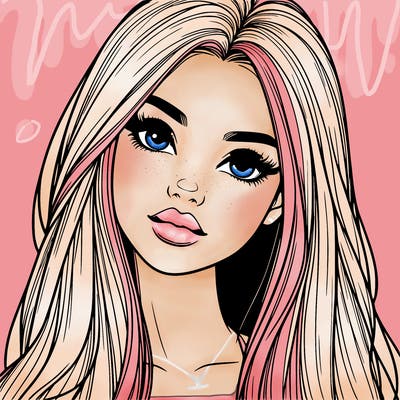 realistic teen girl with long hair and lips