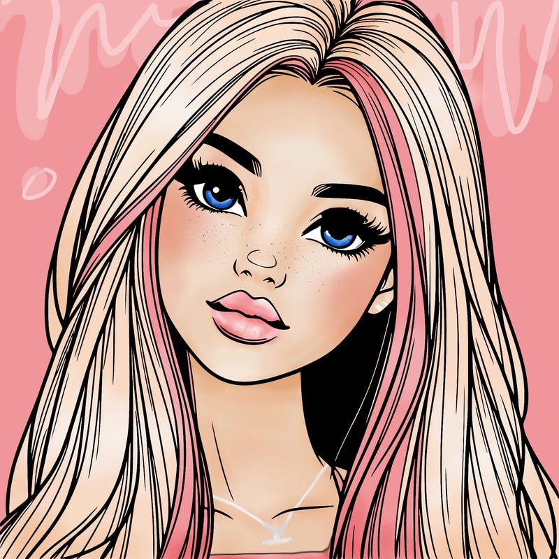 realistic teen girl with long hair and lips