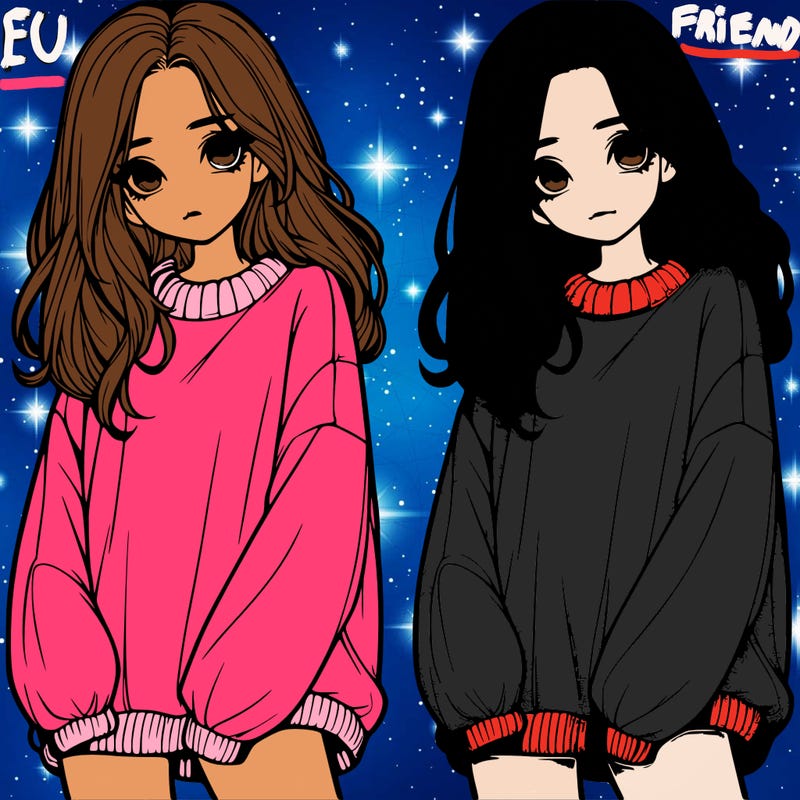 realistic girl with baggy sweater