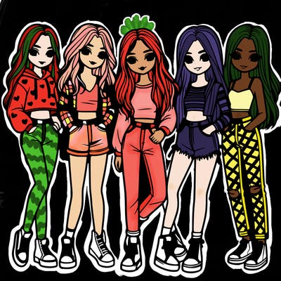 5 girls friends standing