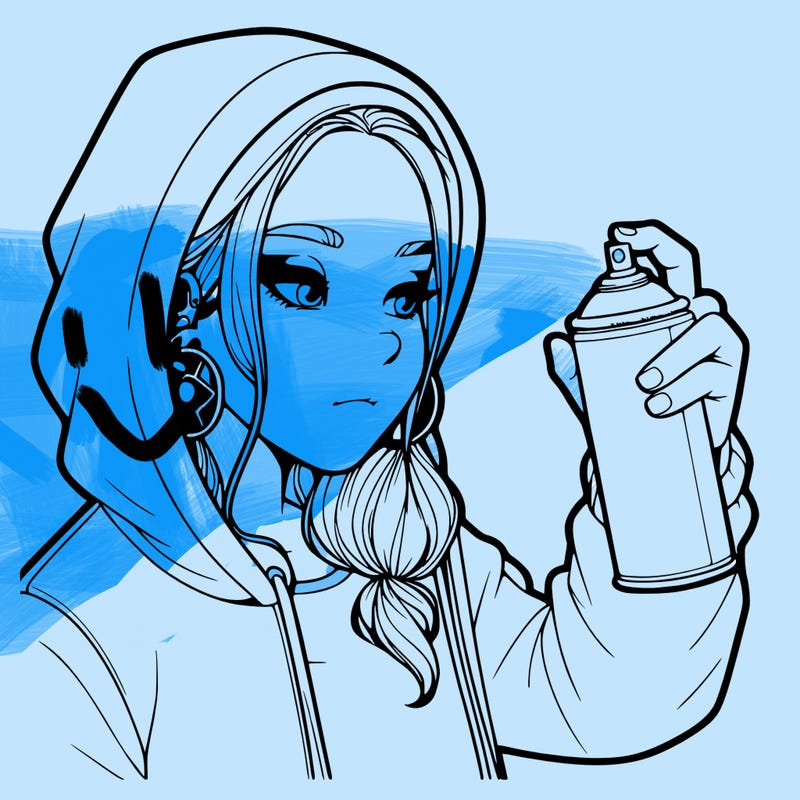 a realistic girl, spray painting