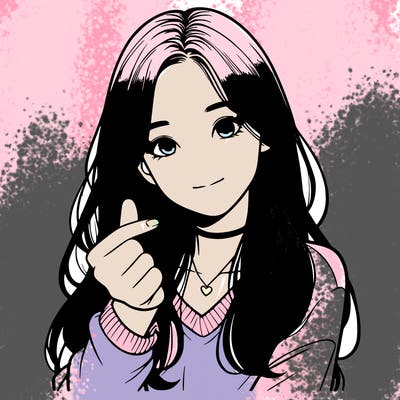 realistic girl making a korean heart