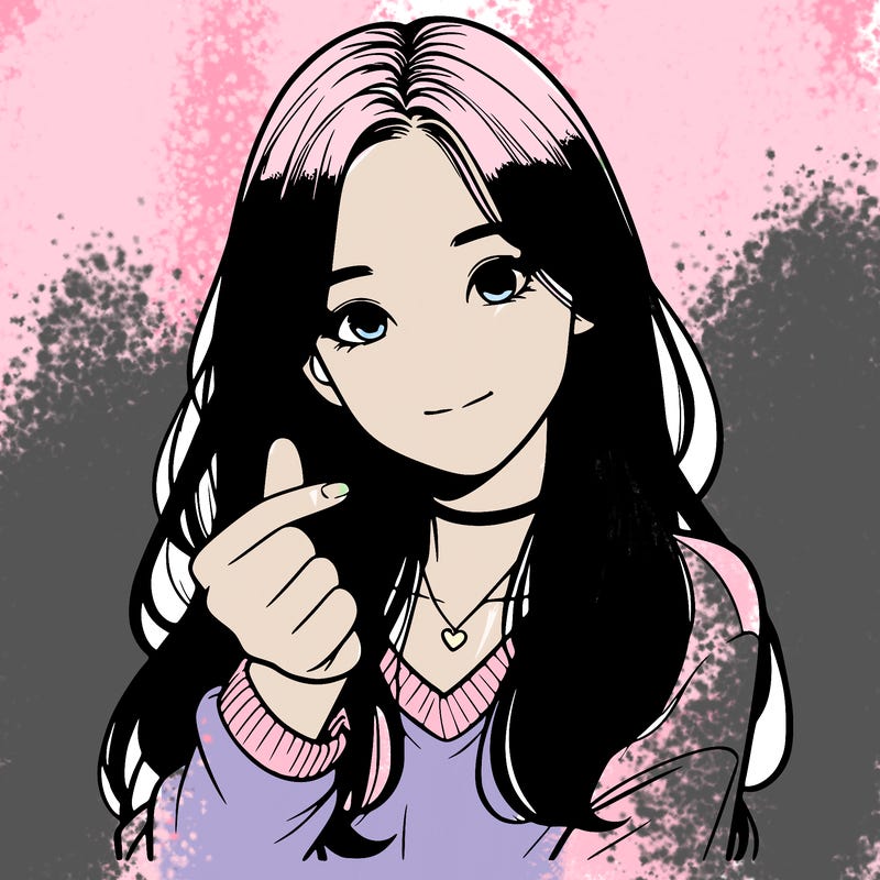 realistic girl making a korean heart