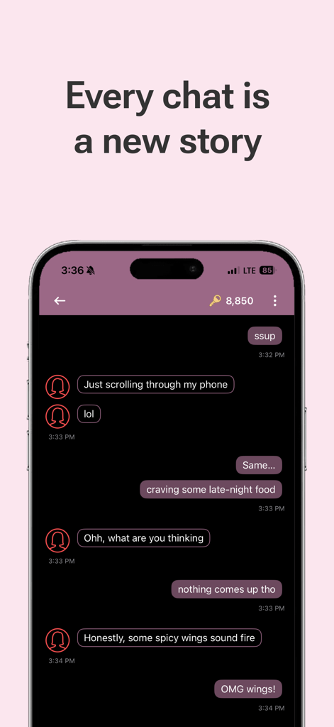 P.Talk - Anonymous Chats - P.Talk app messaging screen with an anonymous conversation in dark mode