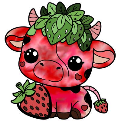 cute strawberry cow