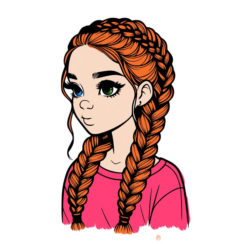 realistic girl with braids