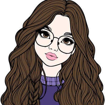 girl with long hair and freckles and glasses realistic