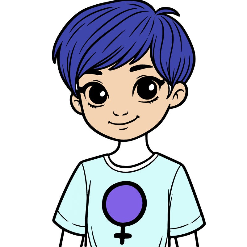 girl with pixie cut and feminist shirt