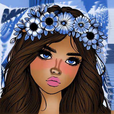 realistic girl with flowers crown