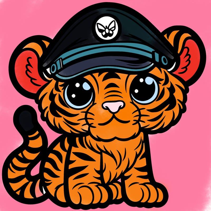 tiger with an army hat