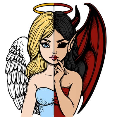 realistic angel half demon