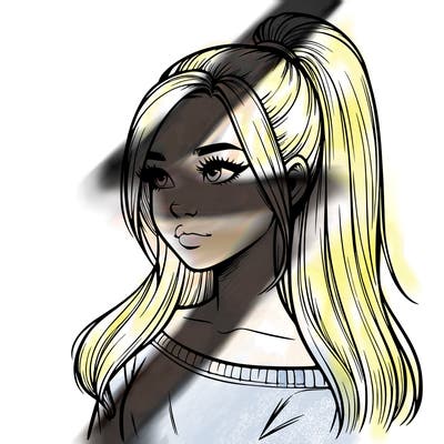 realistic girl with a high ponytail