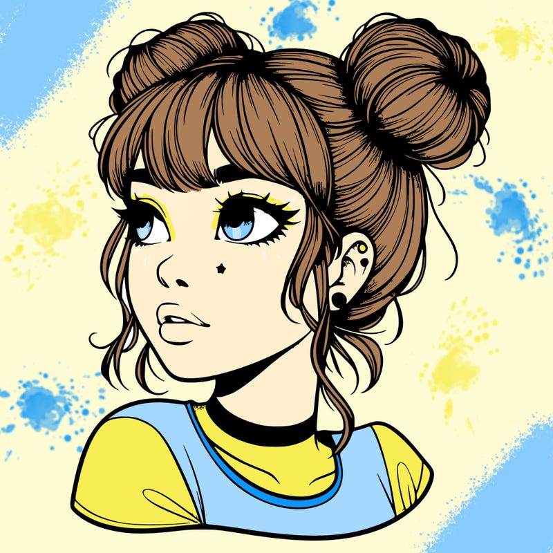 realistic girl with spacebuns