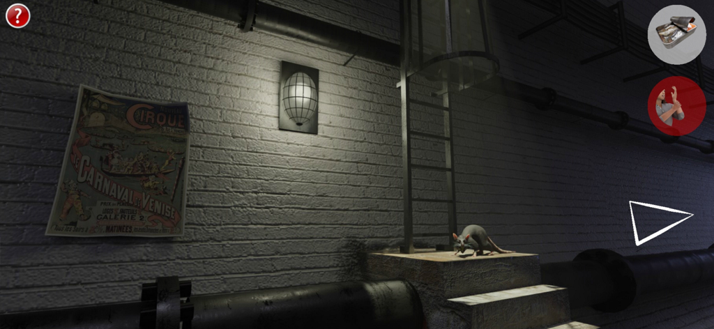 Escape Prison 2 adventure game - A dark sewer tunnel with a rat and a ladder in Escape Prison 2 adventure game