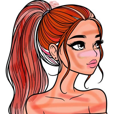 a beautiful and realistic girl with a high pony tail