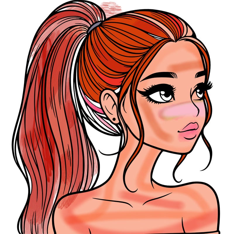 a beautiful and realistic girl with a high pony tail