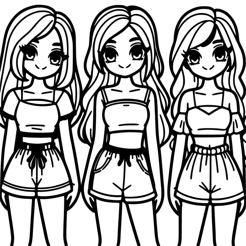 a group of girls wearing crop tops and shorts