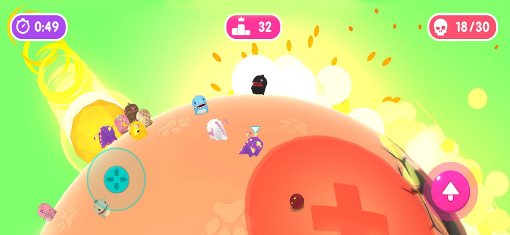 Fall.io - Race of Dino - Colorful dinosaur characters competing in a physics-based knockout race in Fall.io.