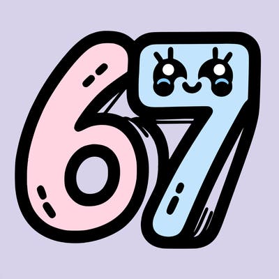 the numbers 67