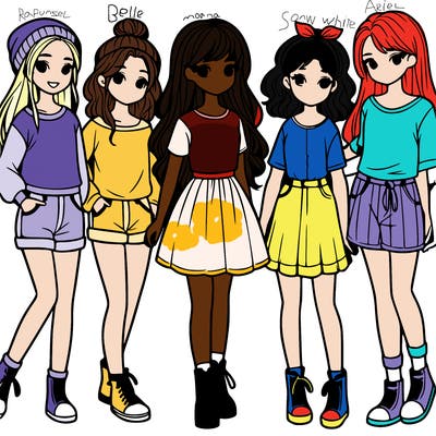 a group of five girls