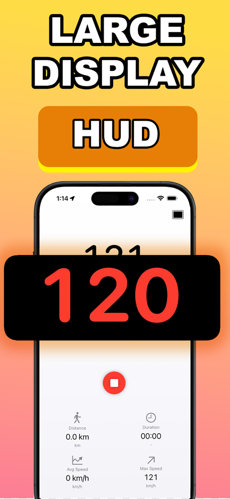 Speedometer Hud Simple - Digital speedometer app interface showing a large red 120 speed display for HUD use