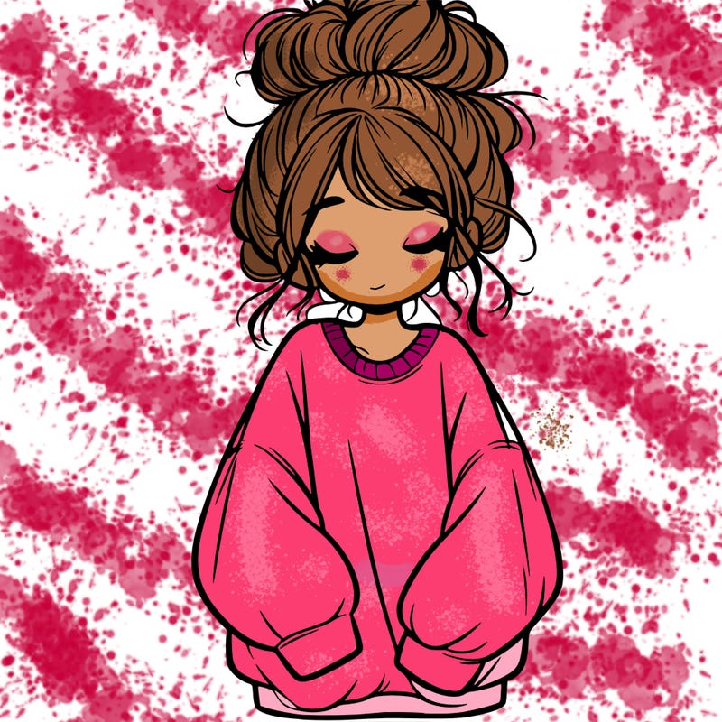 girl with baggy sweatshirt and messy bun