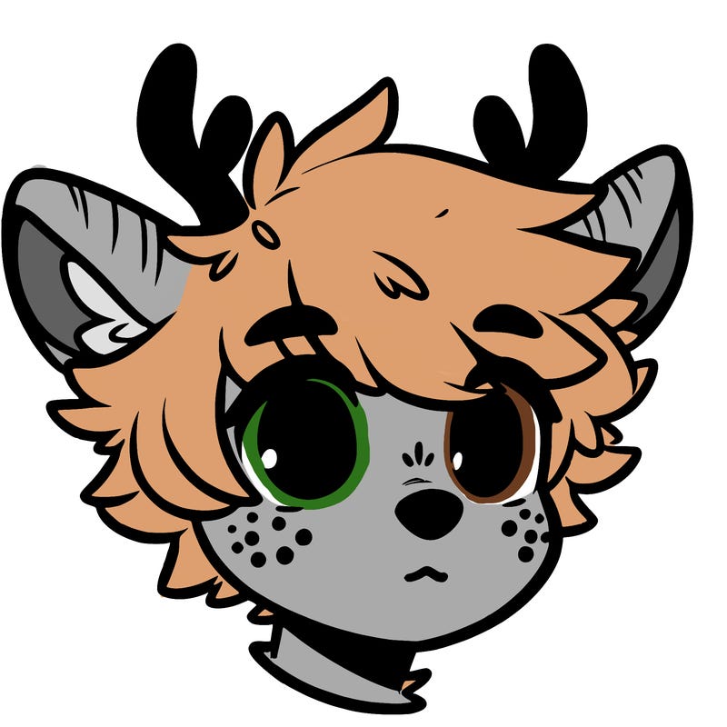 a humanoid deer with soft fluffy ears