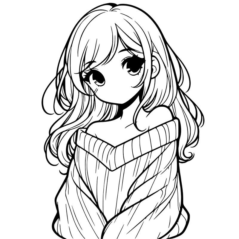 shy pretty girl wearing a sweater that is falling off one shoulder portrait