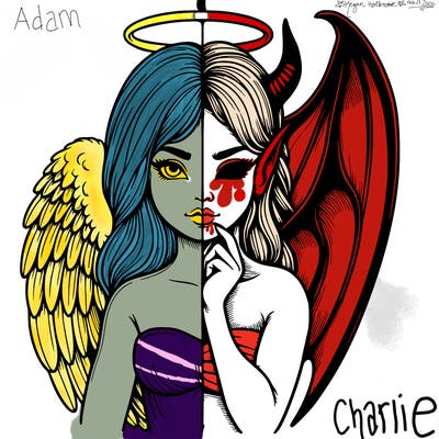 realistic angel half demon