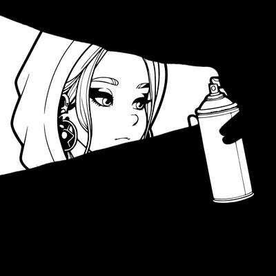 a realistic girl, spray painting