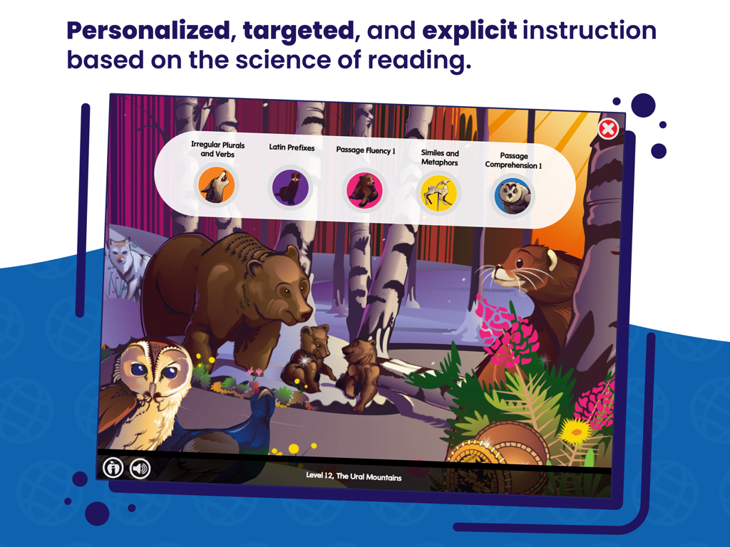 Lexia Core5 Reading - Lexia Core5 Reading app interface showing educational literacy modules like Latin Prefixes and Similes and Metaphors