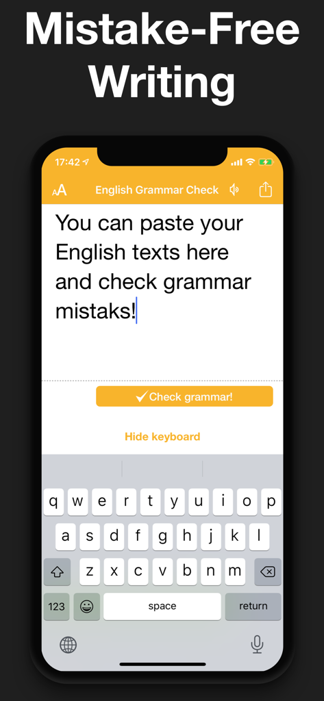 CorrectMe Grammar AI Keyboard - CorrectMe Grammar AI Keyboard app showing mistake-free writing and grammar check interface