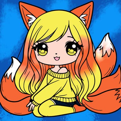 girl with fox ears and tail