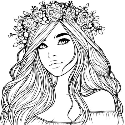 realistic girl with flower crown