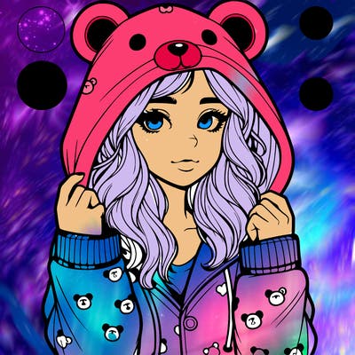 realistic girl in a animal pjs hoodie