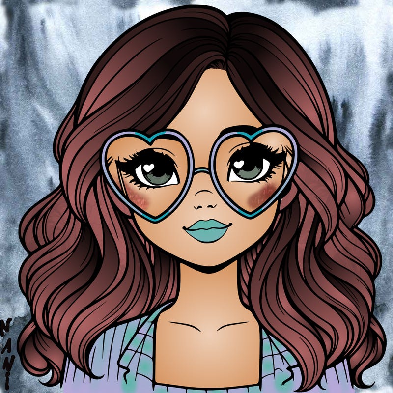 realistic girl wearing heart shaped glasses