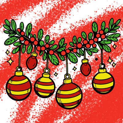 christmas garland with big bulbs