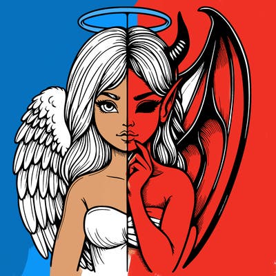 realistic angel half demon