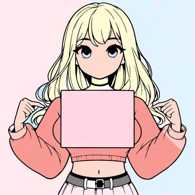 girl holding a blank sign in a long sleeve crop top