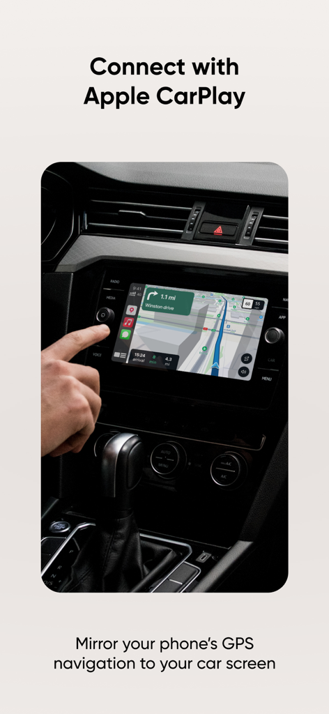TomTom navigation app displayed on a car dashboard screen via Apple CarPlay