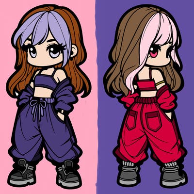 girl in crop top and baggy pants