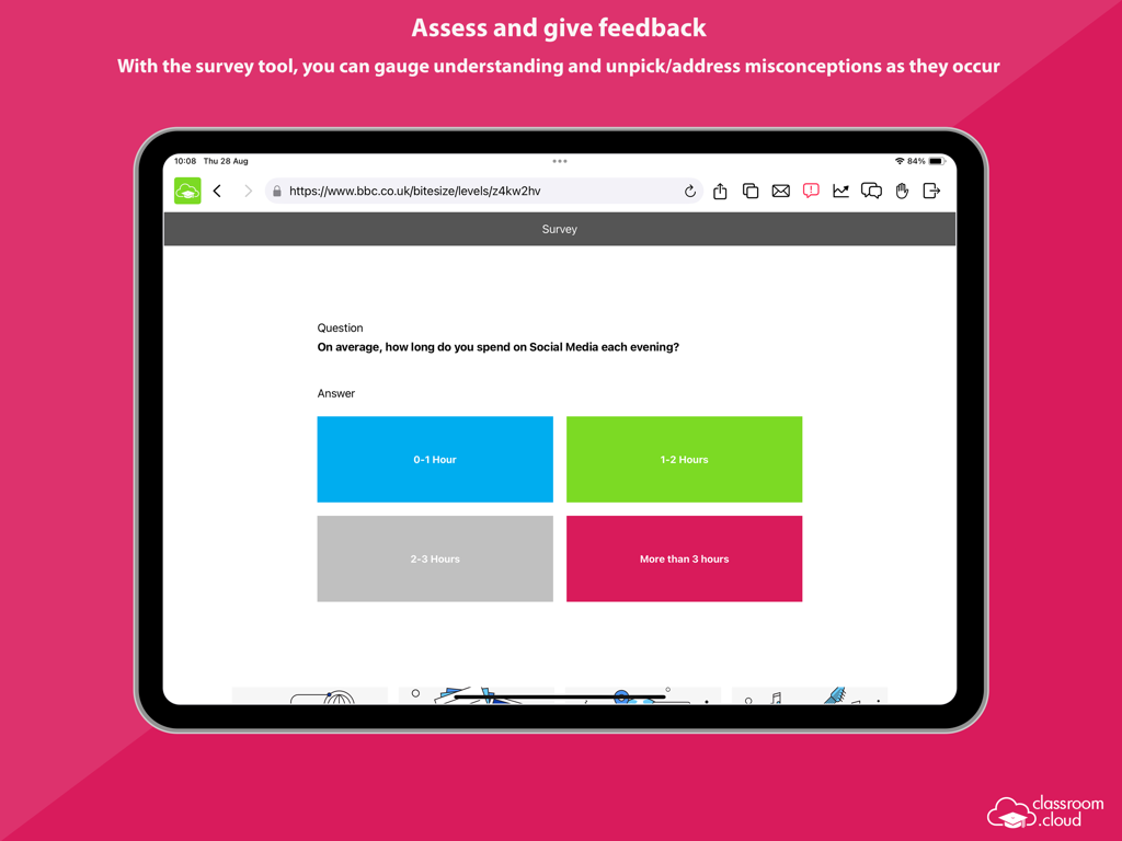 classroom.cloud Student - Screenshot of a survey tool in the classroom.cloud Student app on an iPad