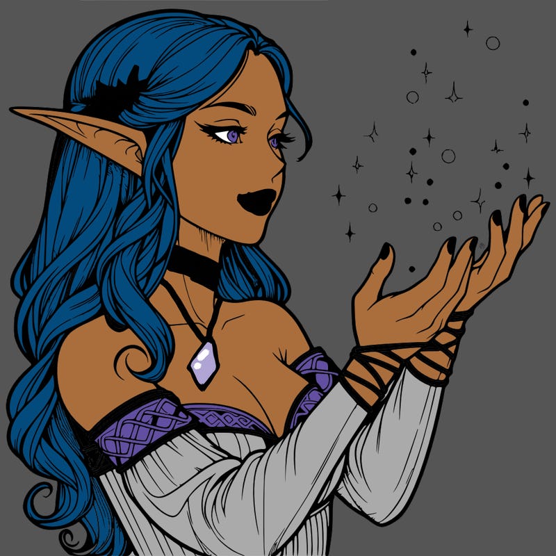 realistic elf girl doing magic