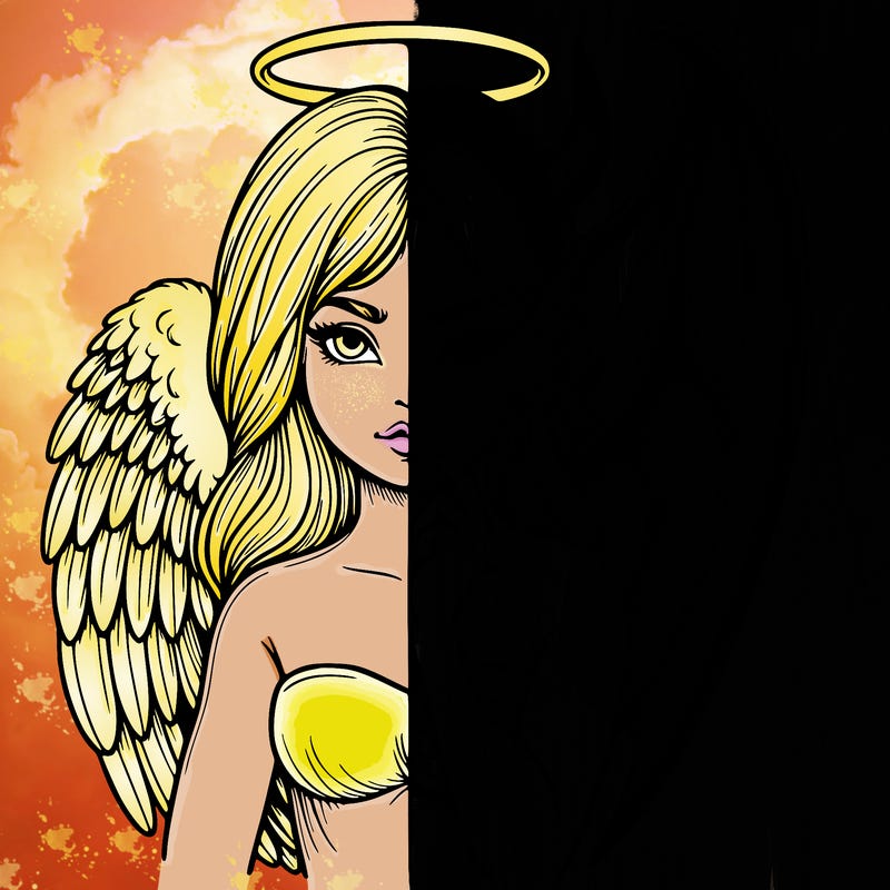 realistic angel half demon