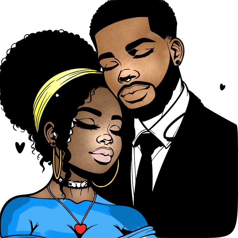 realistic love couple african-american