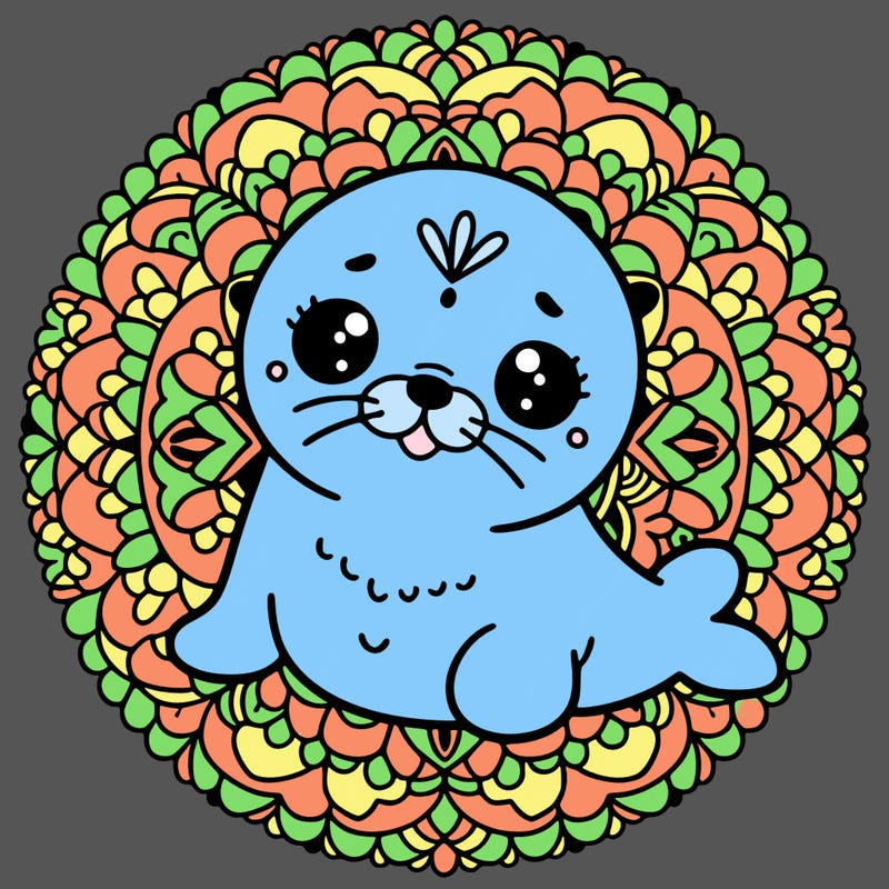 a cute baby seal mandala