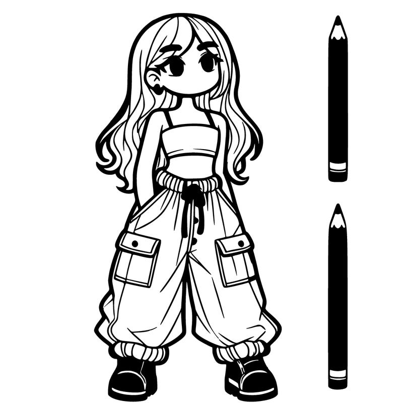 girl in crop top and bagy pants