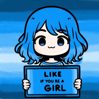 a cute girl holding a sign that says like if you’re a girl